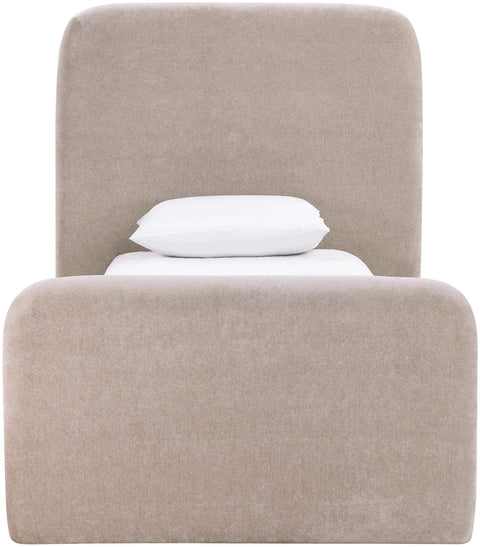 Hadley Taupe Chenille Fabric Upholstered Twin Bed, 1 Piece