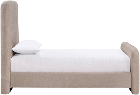 Hadley Taupe Chenille Fabric Upholstered Twin Bed, 1 Piece