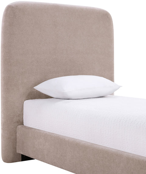 Hadley Taupe Chenille Fabric Upholstered Twin Bed, 1 Piece