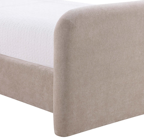 Hadley Taupe Chenille Fabric Upholstered Twin Bed, 1 Piece