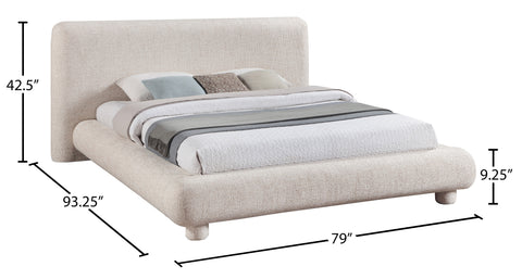 Opal Beige Fabric Upholstered Full Bed, 1 Piece