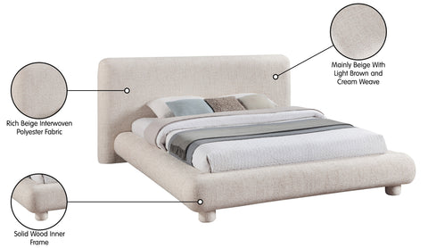 Opal Beige Fabric Upholstered Full Bed, 1 Piece