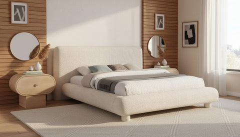 Opal Beige Fabric Upholstered Full Bed, 1 Piece