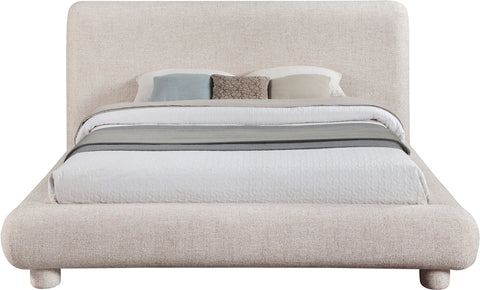 Opal Beige Fabric Upholstered King Bed, 1 Piece