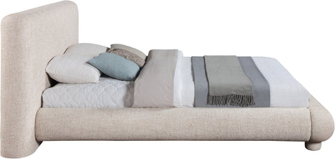 Opal Beige Fabric Upholstered King Bed, 1 Piece
