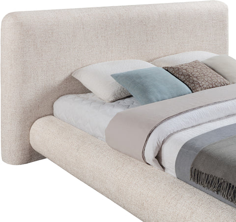 Opal Beige Fabric Upholstered King Bed, 1 Piece