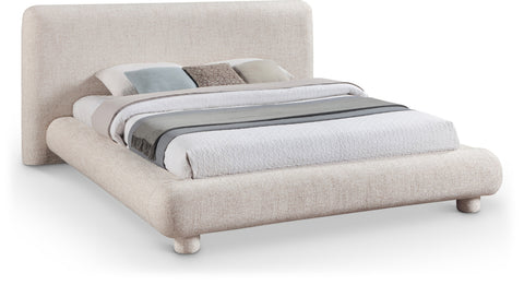Opal Beige Fabric Upholstered Queen Bed, 1 Piece