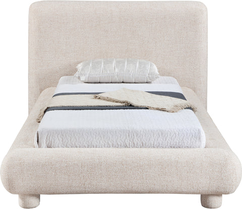 Opal Beige Fabric Upholstered Twin Bed, 1 Piece