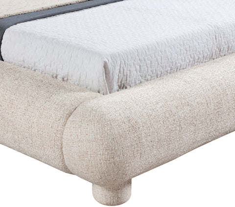 Opal Beige Fabric Upholstered Twin Bed, 1 Piece