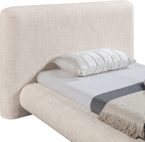 Opal Beige Fabric Upholstered Twin Bed, 1 Piece