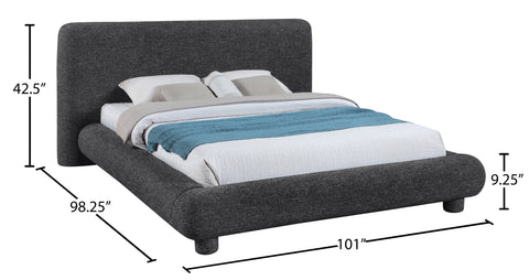 Opal Black Fabric Upholstered King Bed, 1 Piece
