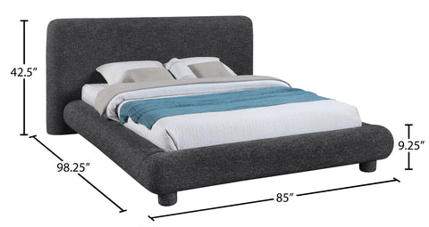 Opal Black Fabric Upholstered Queen Bed, 1 Piece
