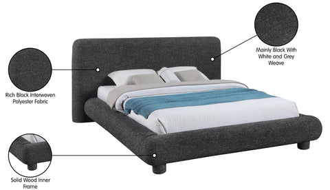 Opal Black Fabric Upholstered Queen Bed, 1 Piece