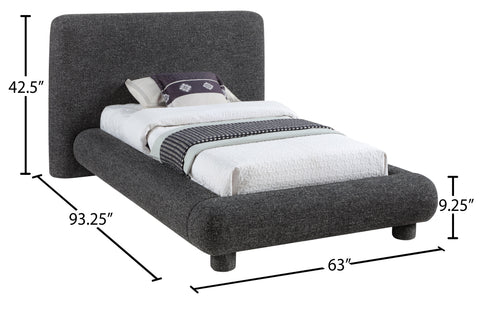 Opal Black Fabric Upholstered Twin Bed, 1 Piece