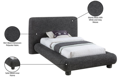 Opal Black Fabric Upholstered Twin Bed, 1 Piece