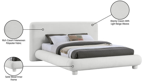 Opal Cream Fabric Upholstered Full Bed, 1 Piece