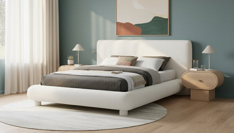 Opal Cream Fabric Upholstered Full Bed, 1 Piece