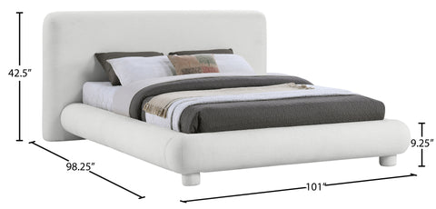Opal Cream Fabric Upholstered King Bed, 1 Piece