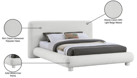 Opal Cream Fabric Upholstered King Bed, 1 Piece