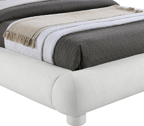 Opal Cream Fabric Upholstered King Bed, 1 Piece