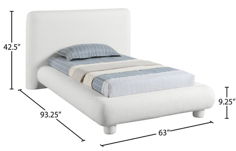 Opal Cream Fabric Upholstered Twin Bed, 1 Piece