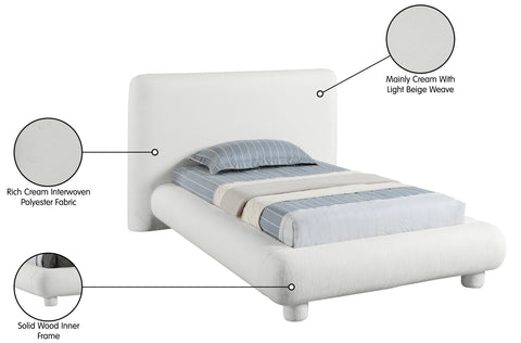 Opal Cream Fabric Upholstered Twin Bed, 1 Piece