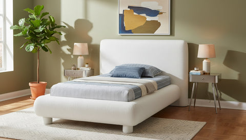 Opal Cream Fabric Upholstered Twin Bed, 1 Piece