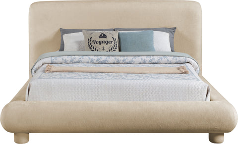 Opal Beige Chenille Fabric Upholstered Full Bed, 1 Piece