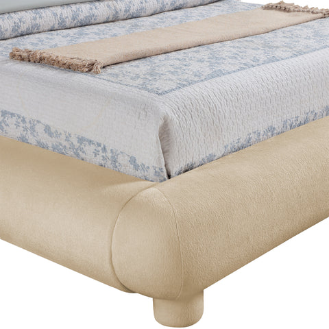 Opal Beige Chenille Fabric Upholstered Full Bed, 1 Piece