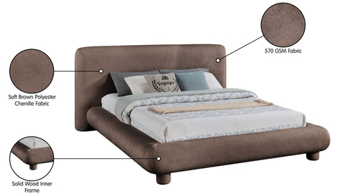 Opal Brown Chenille Fabric Upholstered Full Bed, 1 Piece