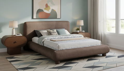 Opal Brown Chenille Fabric Upholstered Full Bed, 1 Piece