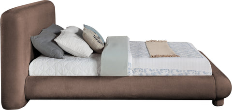 Opal Brown Chenille Fabric Upholstered King Bed, 1 Piece