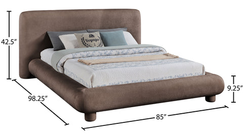 Opal Brown Chenille Fabric Upholstered Queen Bed, 1 Piece