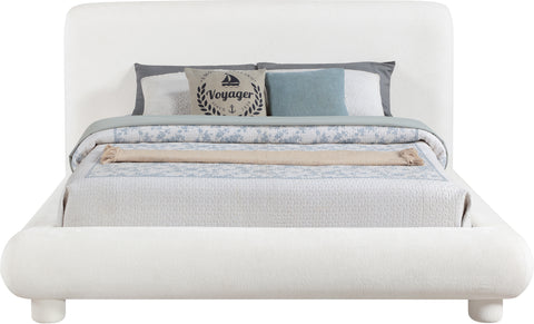 Opal Cream Chenille Fabric Upholstered Full Bed, 1 Piece