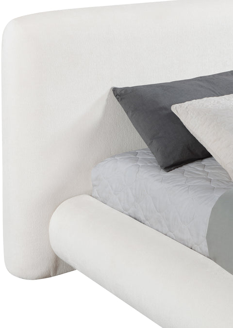 Opal Cream Chenille Fabric Upholstered Full Bed, 1 Piece