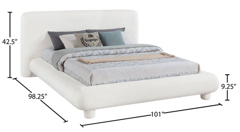 Opal Cream Chenille Fabric Upholstered King Bed, 1 Piece