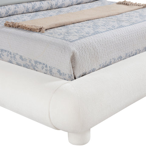 Opal Cream Chenille Fabric Upholstered King Bed, 1 Piece