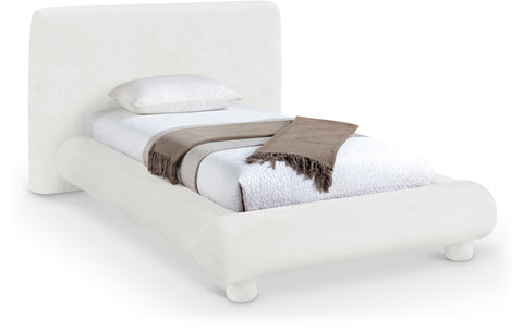 Opal Cream Chenille Fabric Upholstered Twin Bed, 1 Piece