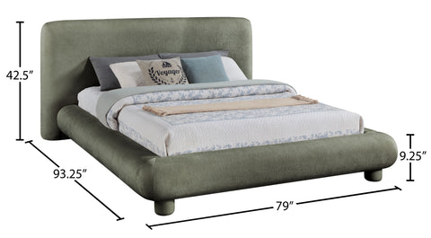 Opal Green Chenille Fabric Upholstered Full Bed, 1 Piece