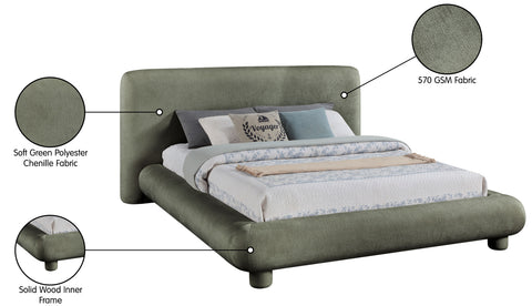 Opal Green Chenille Fabric Upholstered Full Bed, 1 Piece