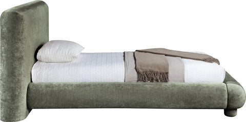 Opal Green Chenille Fabric Upholstered Twin Bed, 1 Piece