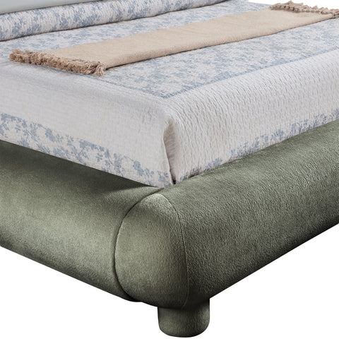 Opal Green Chenille Fabric Upholstered Twin Bed, 1 Piece