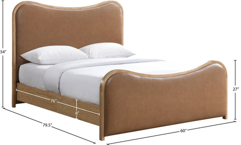 Jolie Cognac Vegan Leather Upholstered Full Bed, 1 Piece