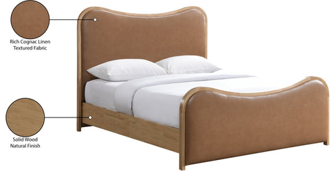 Jolie Cognac Vegan Leather Upholstered Full Bed, 1 Piece