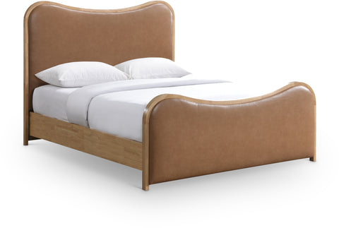 Jolie Cognac Vegan Leather Upholstered Full Bed, 1 Piece