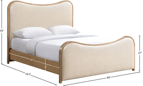 Jolie Cream Vegan Leather Upholstered Full Bed, 1 Piece