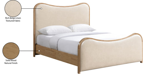 Jolie Cream Vegan Leather Upholstered Queen Bed, 1 Piece