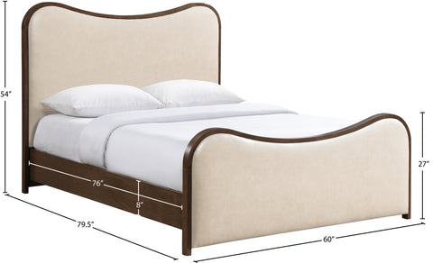 Jolie Cream Vegan Leather Upholstered Full Bed, 1 Piece (Style 2)