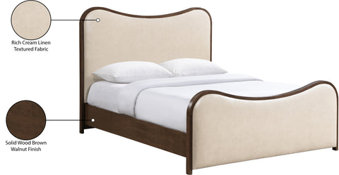 Jolie Cream Vegan Leather Upholstered Full Bed, 1 Piece (Style 2)