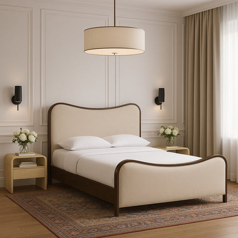 Jolie Cream Vegan Leather Upholstered King Bed, 1 Piece (Style 2)